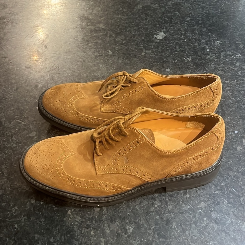 Men's Tan Suede TODS Dress Shoes - Picture 4 of 6